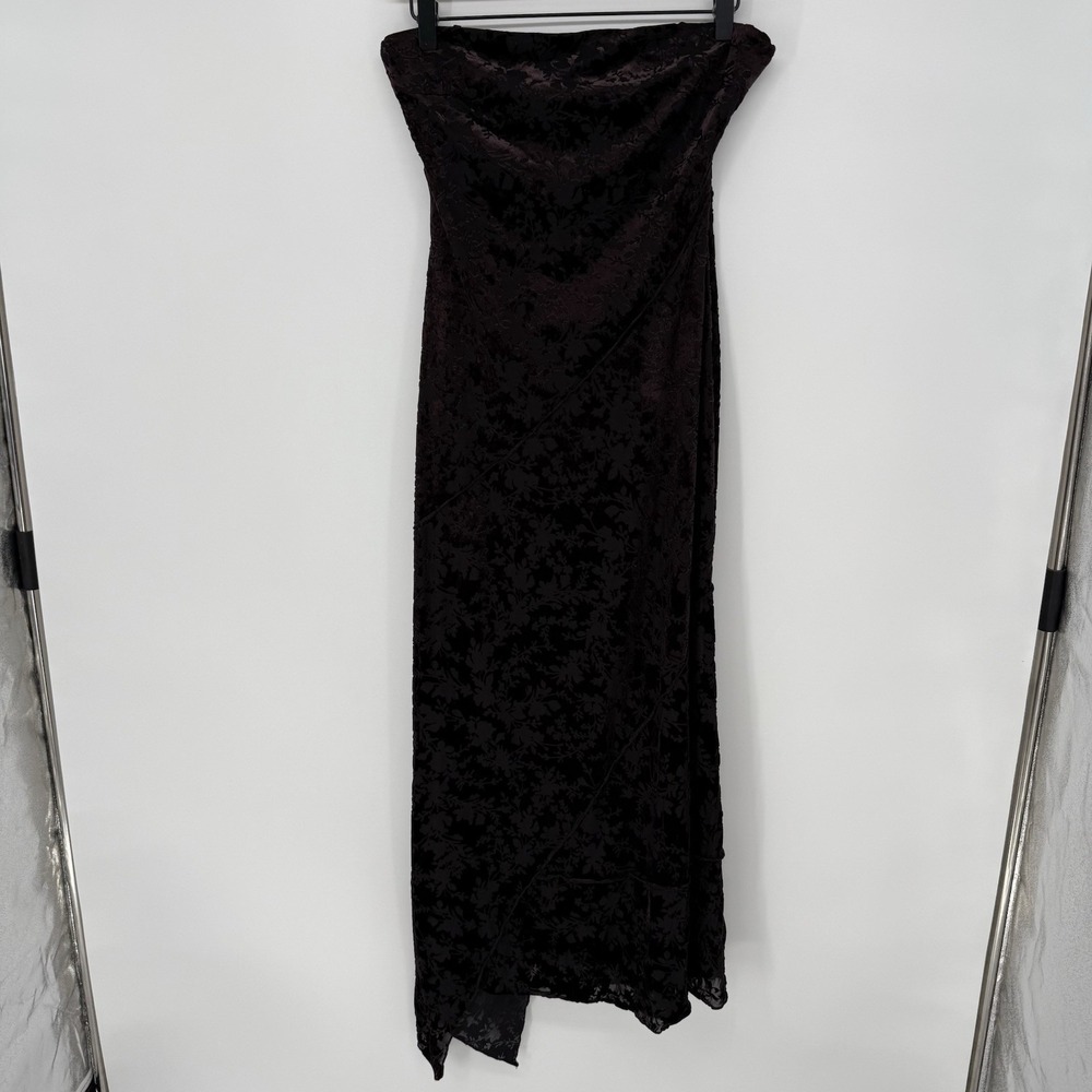 Trixxi Strapless Dress Velvet Burnout Asymmetrical Hem L FairyGoth Dark Romantic